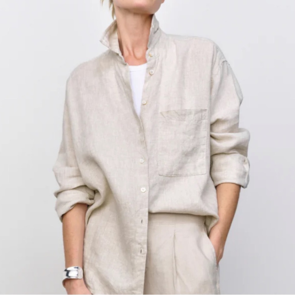 AYR The Deep End In Rice Pudding Tan Shirt Size XS 100% Cotton